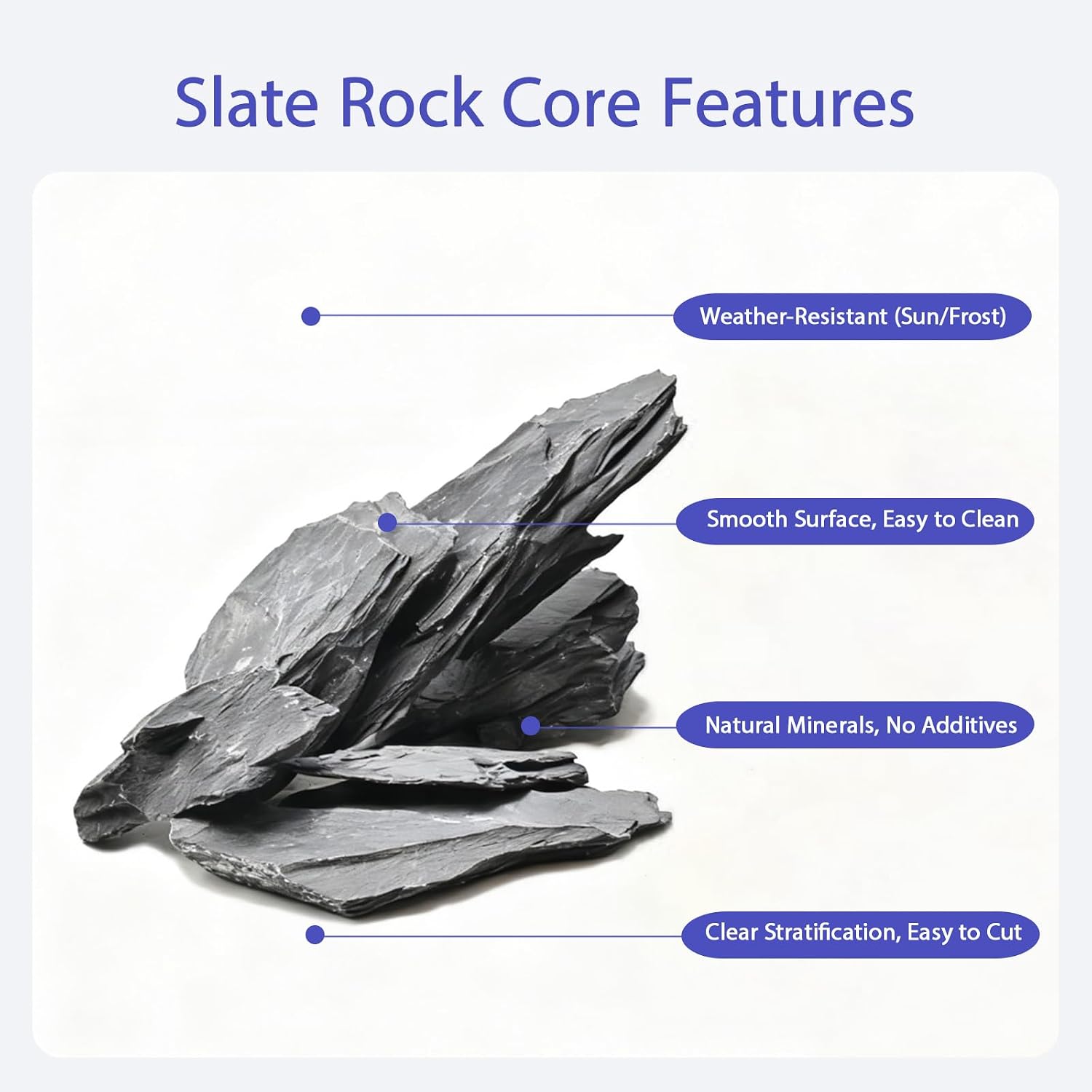 Natural Slate Rocks 2-4 Inches Aquarium Rocks 5lb Aquascaping Stones for Aquarium Terrarium Reptile Habitat Decoration Vivariums Paludariums Bonsai Miniature Fairy Gardens