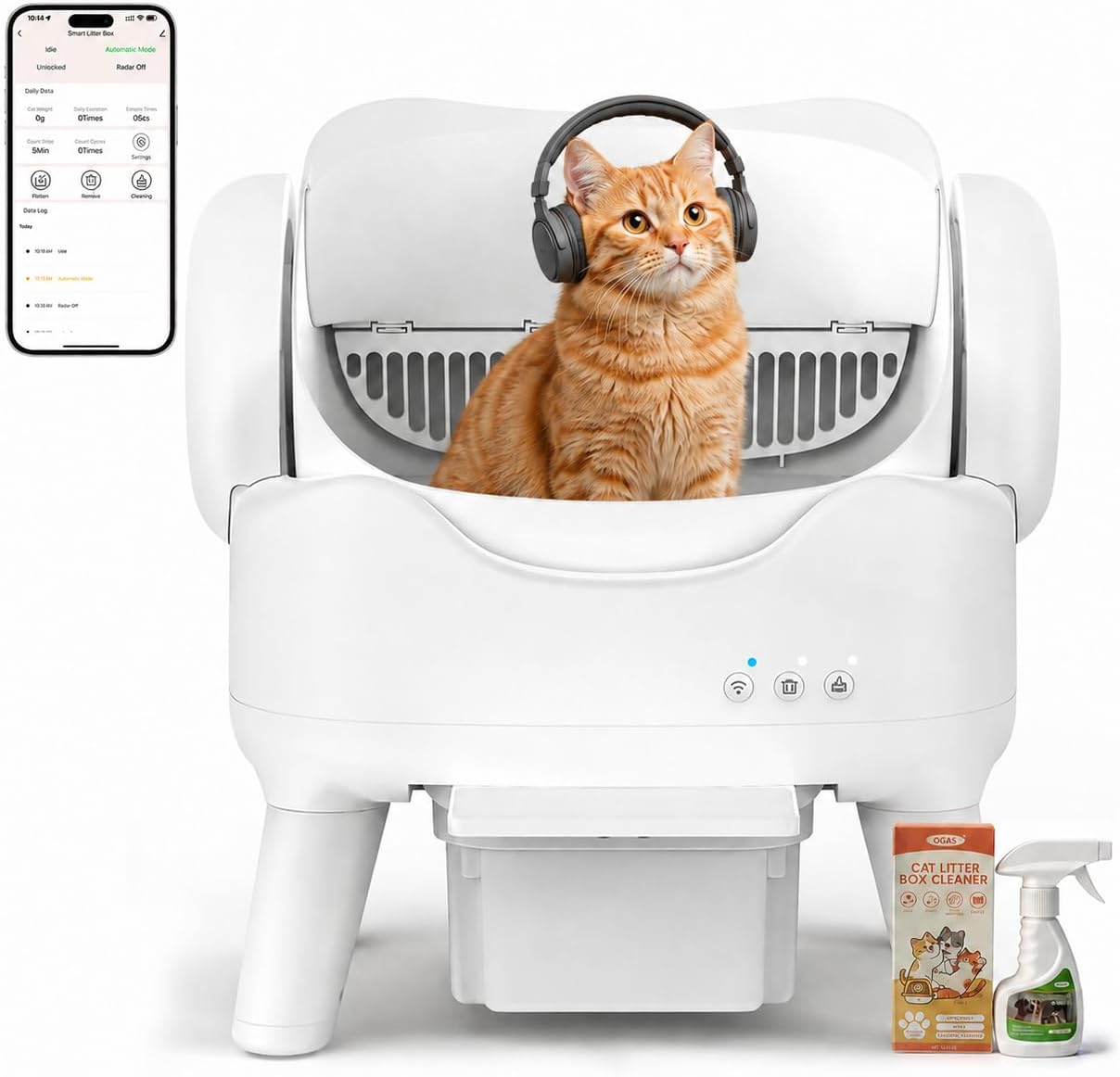 RPZ Self Cleaning Litter Box with APP, Automatic Litter Box for Cats