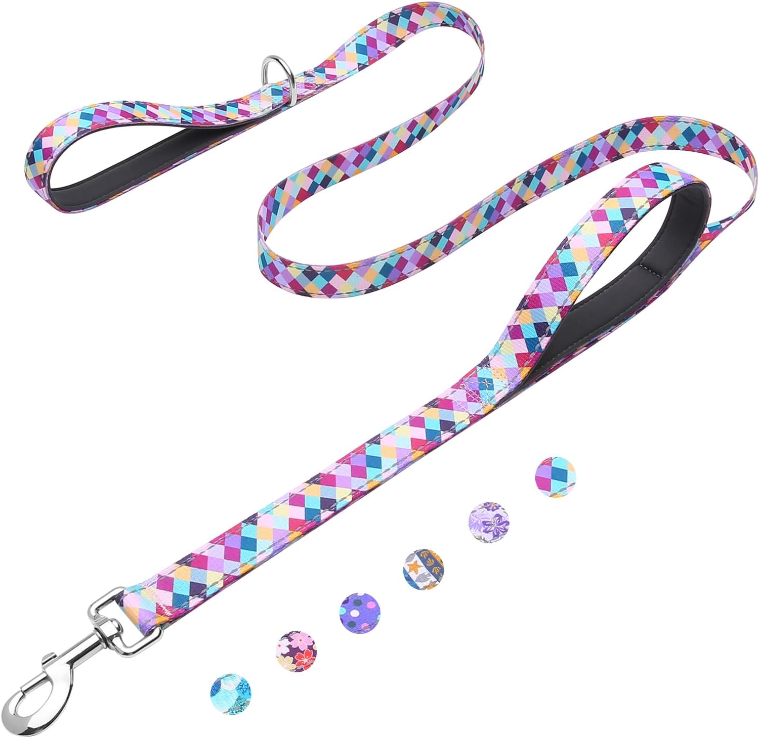 Reflective Double Handle Dog Leash for Medium Large Dogs, 6 Ft x 1″