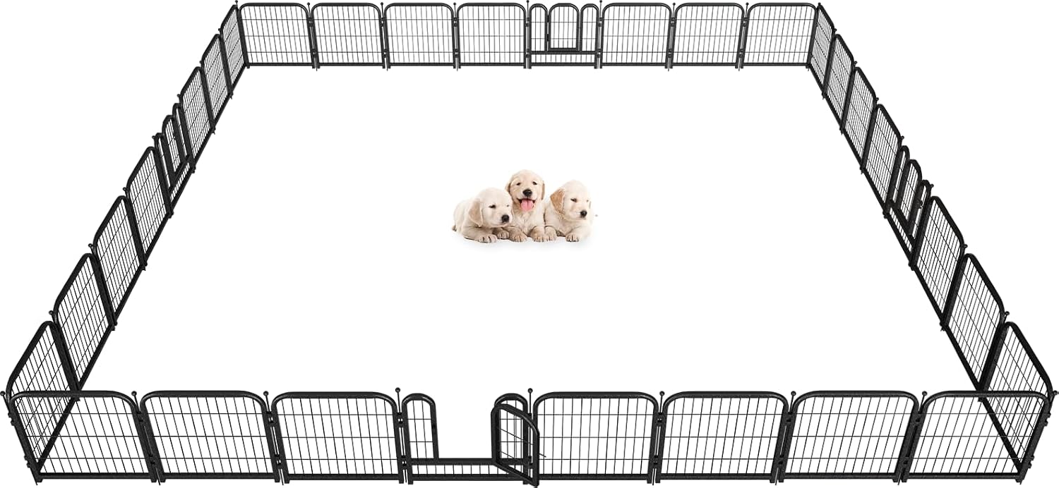 Metal Dog Playpen 32in H 32 Panels Heavy Duty Dog Fence