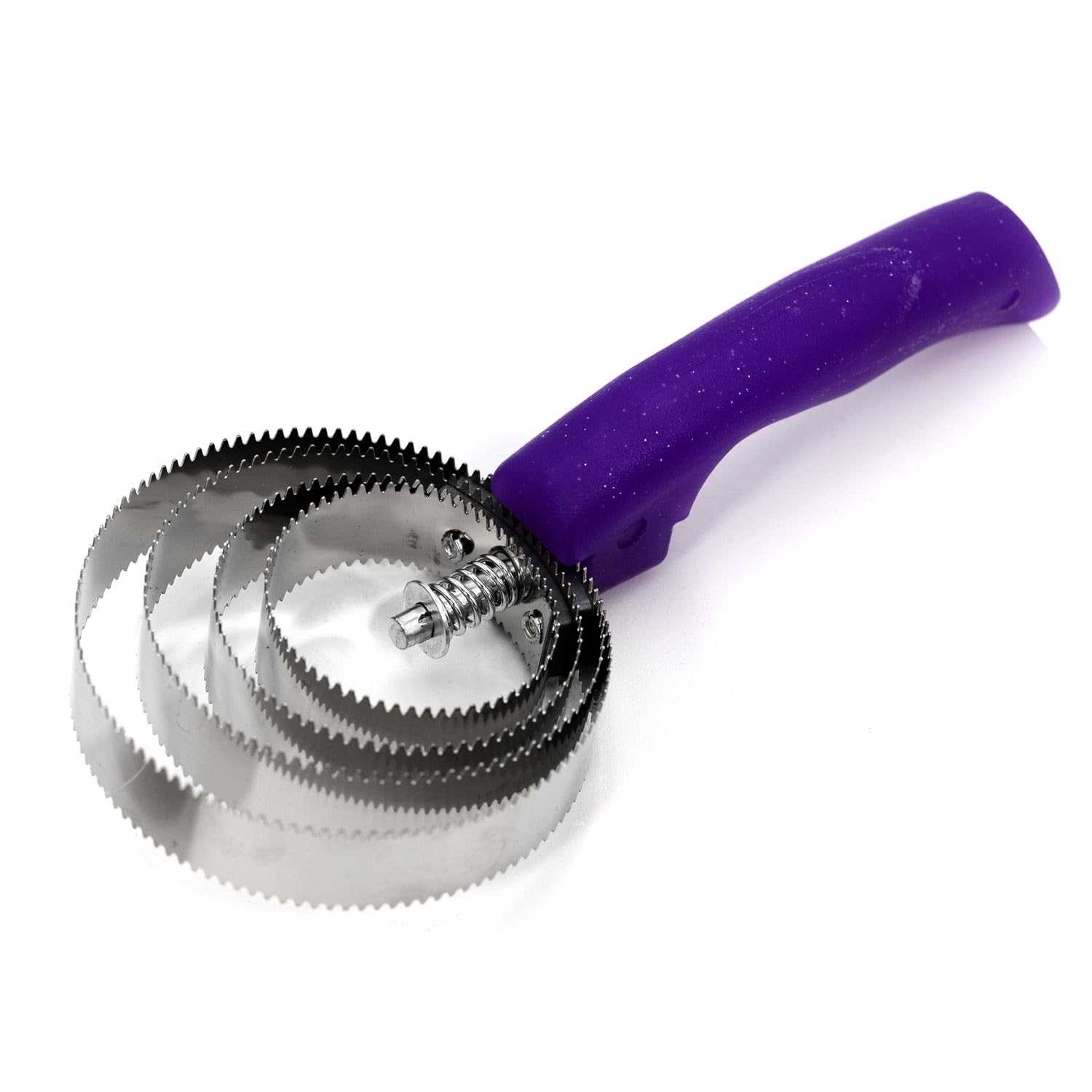 Jeffers Equine Sparkle Grip Reversible Curry Comb for Horses, Stainless Steel Spring Horse Grooming Comb for Shedding, Bathing & Coat Care, Dual Tooth Grooming Tool w/Rotating Flexible Head – Purple