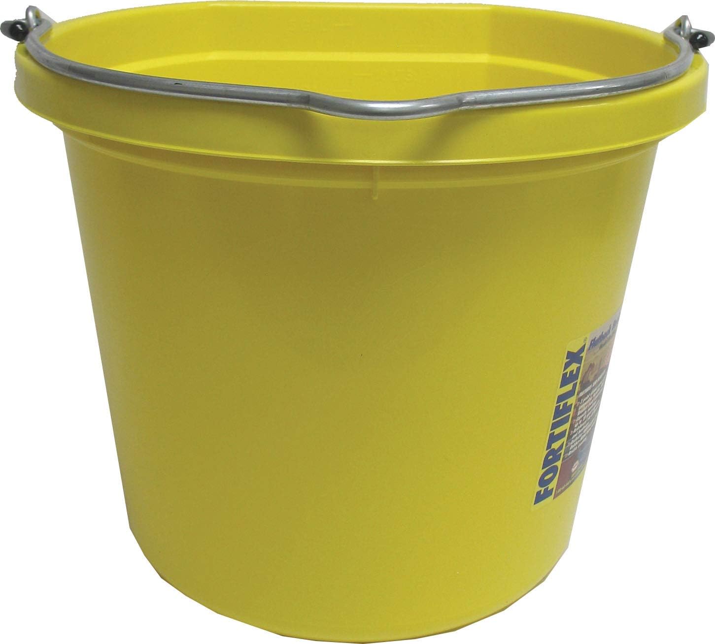 Fortiflex Flat Back Feed Bucket for Dogs/Cats and Small Animals, 20-Quart, Mellow Yellow