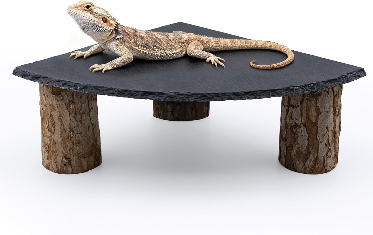 Bearded Dragon Tank Accessories, Basking Platform with Slate Rock and Wooden Pile, Leopard Gecko Hides and Caves, Reptile Tank Accessories for Bearded Dragons, Geckos, Ball Pythons, Tortoise