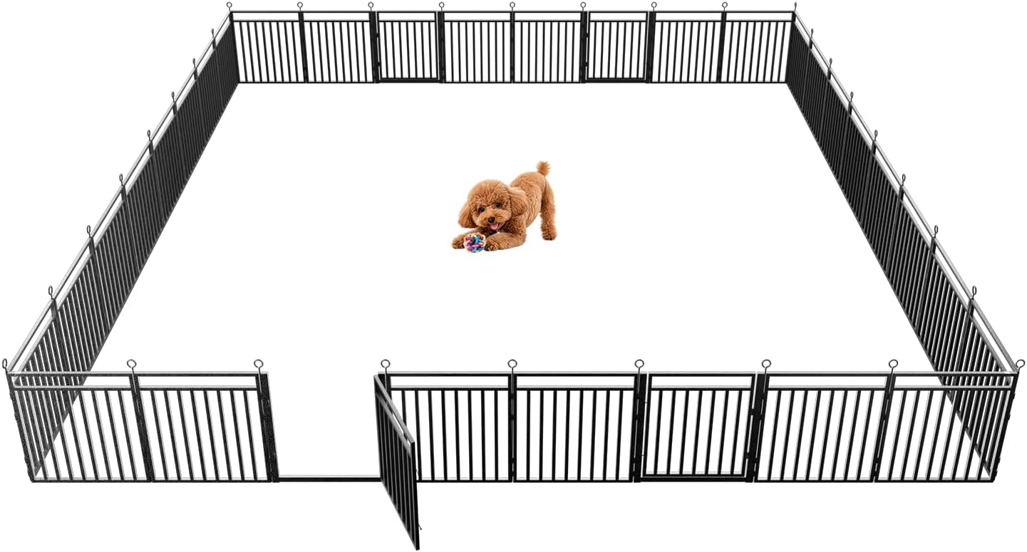 Thickened Dog Fence Durable & Sturdy Outdoor Yard Fence, 32″ Height 32 Panels, Portable and Easy to Install – Ideal for Indoor & Outdoor Use, Compact Design for Pet Safety