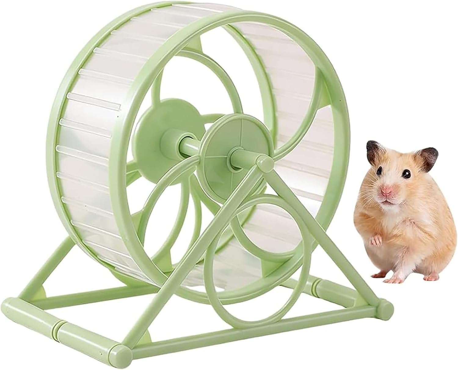 Hamster Wheel, 5.5 Inch Silent Exercise Running Wheel with Stand, Quiet Spinner for Guinea Pigs, Sugar Gliders, Gerbils (Green)