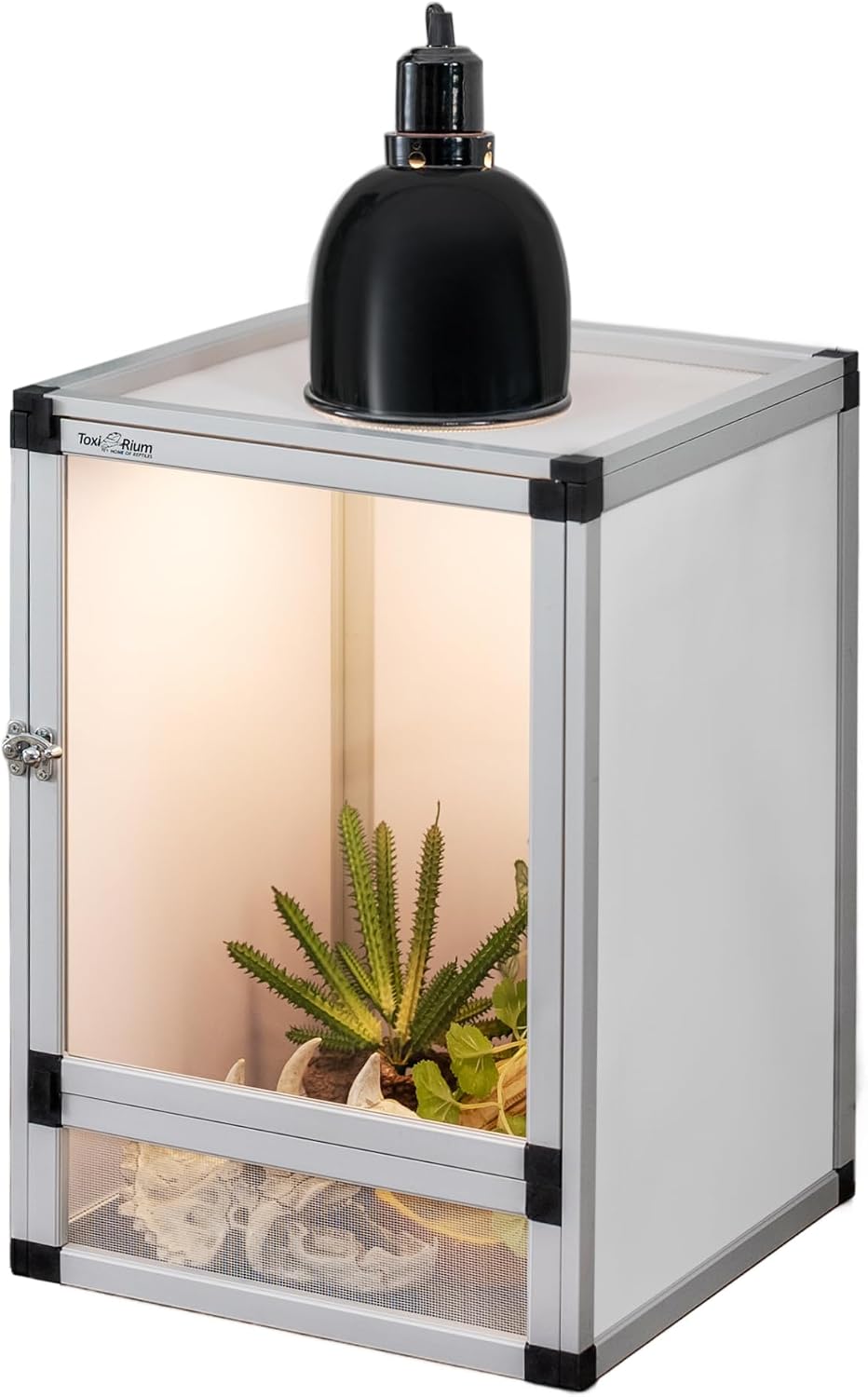 Hybrid Cage PVC Habitat Enclosure with Screen & Acrylic Doors,Toxirium 12″x12″x18″ Reptile Terrarium Ventilated Tank for Gecko,Chameleon, Snake, Frog, Easy Assembly, Front Dual Access