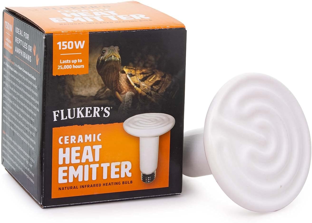 Fluker’s Ceramic Heat Emitter, Natural Infrared Heating Bulb for Reptiles, 150 Watt