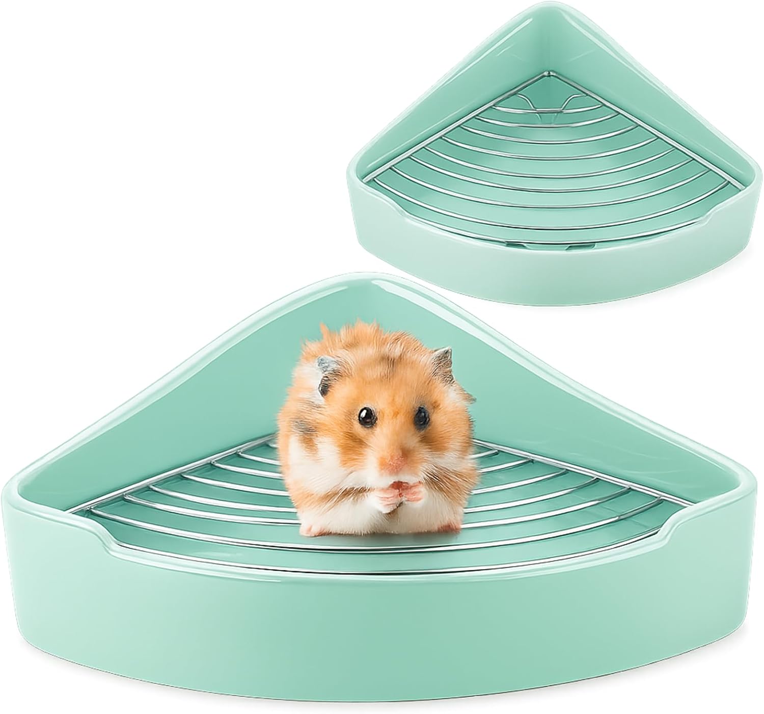 Eccliy Ceramic Corner Litter Box, Triangle Potty for Hamsters, Cyan