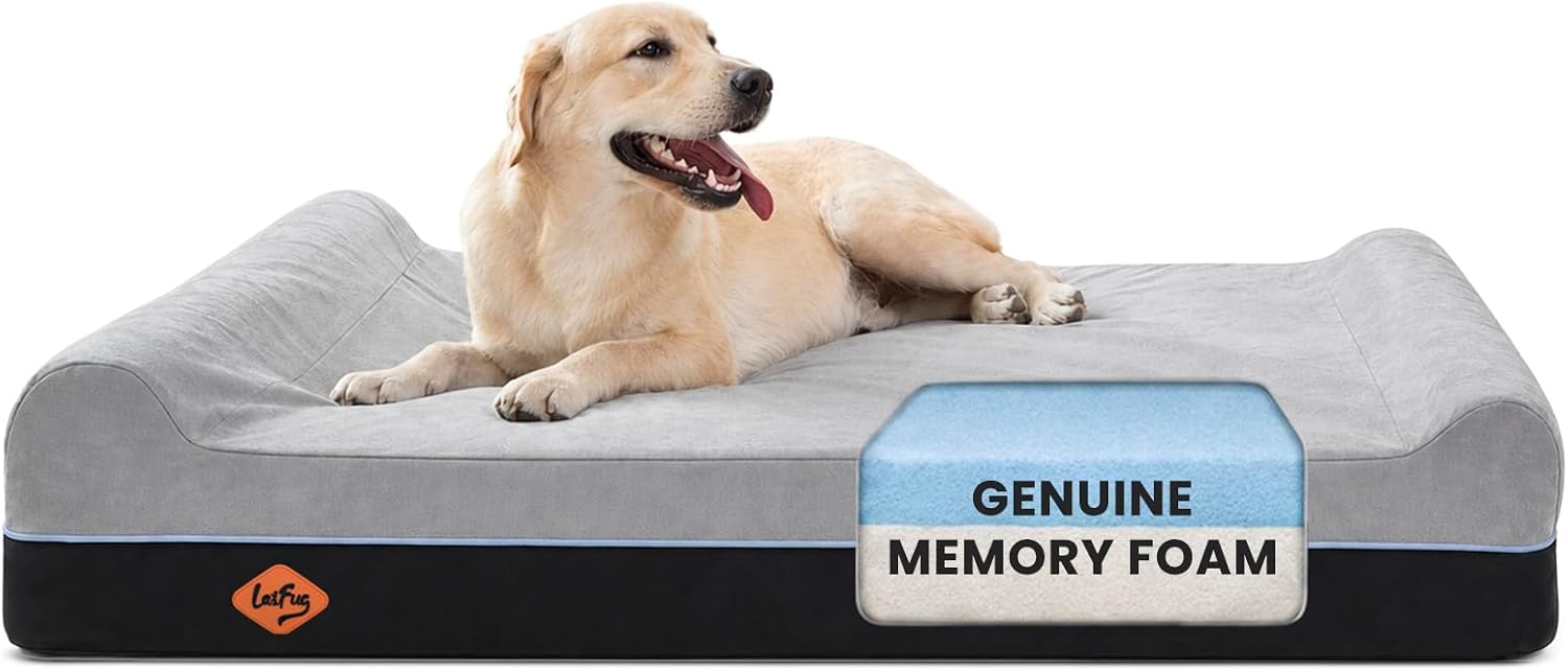 Laifug Orthopedic Dog Beds for Large Dogs,7″ Memory Foam Dog Beds,Durable Water Proof Liner Removable and Washable, Nonskid Bottom, Slate Grey 50″x36″x10″