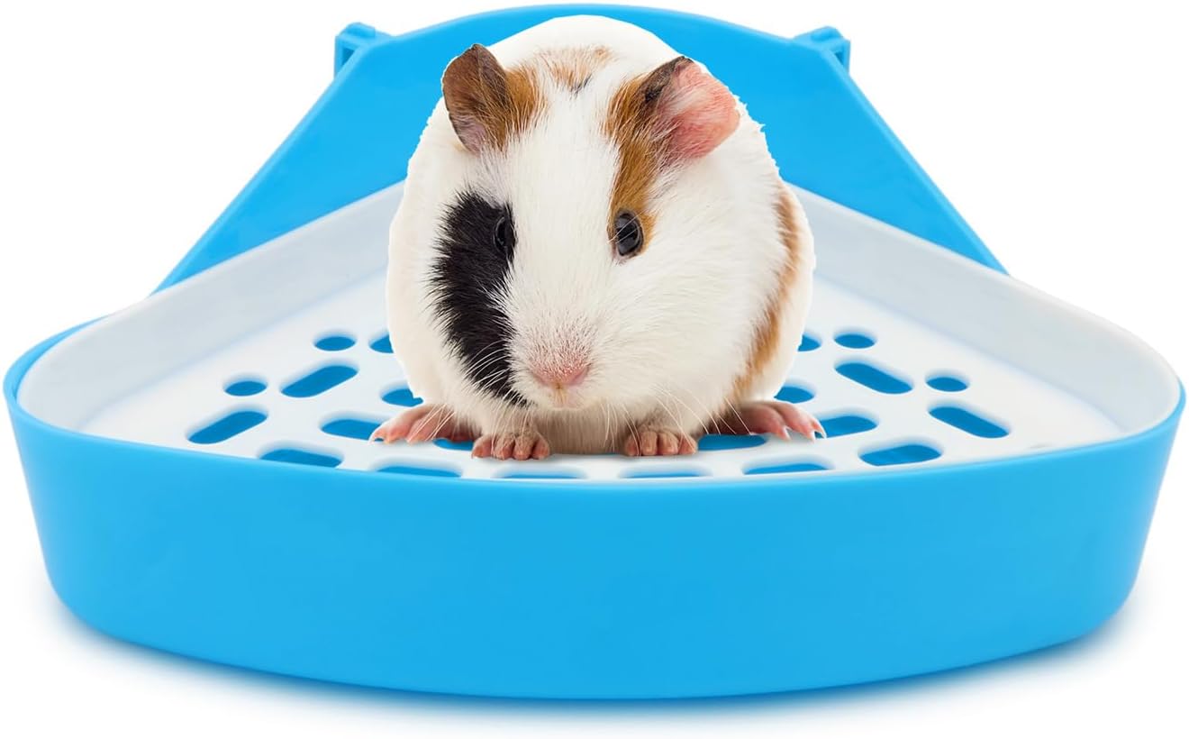 Hypeety Rabbit Litter Box Corner Potty Tray Toilet for Guinea Pig, Blue