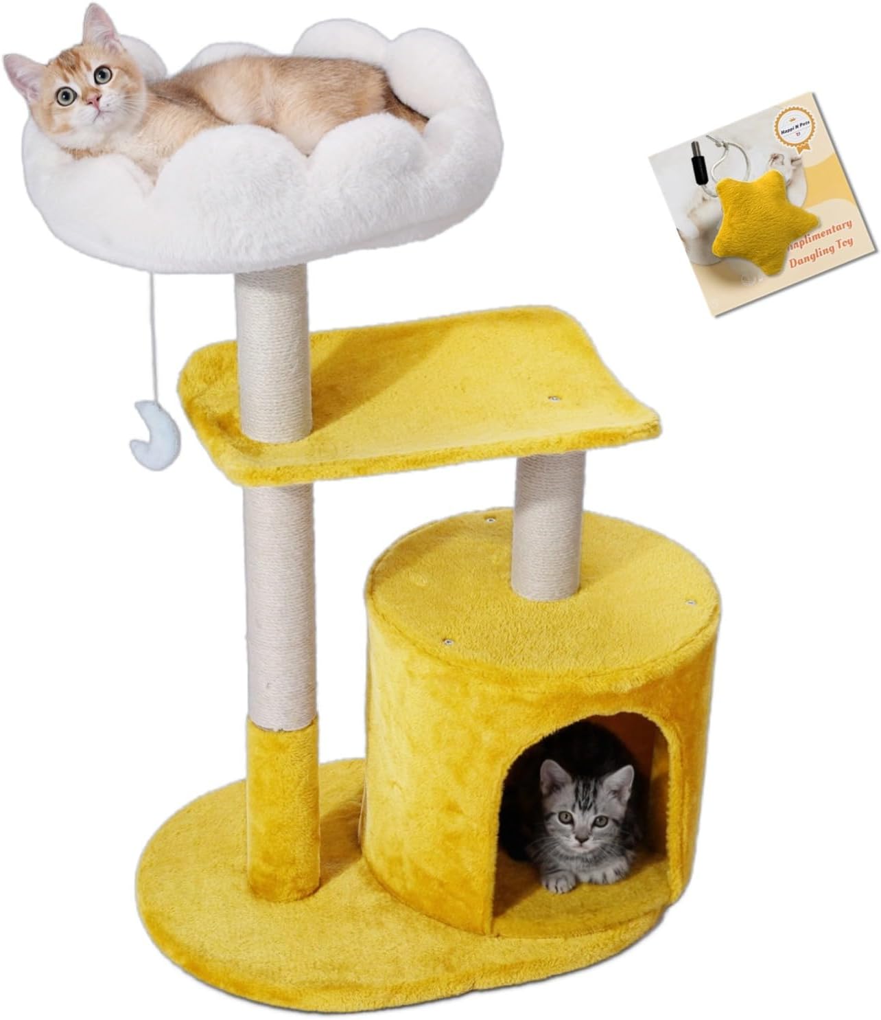 Happi N Pets 33″ Cloud Cat Tree Tower, Cozy Bed & Large Condo for All Cats
