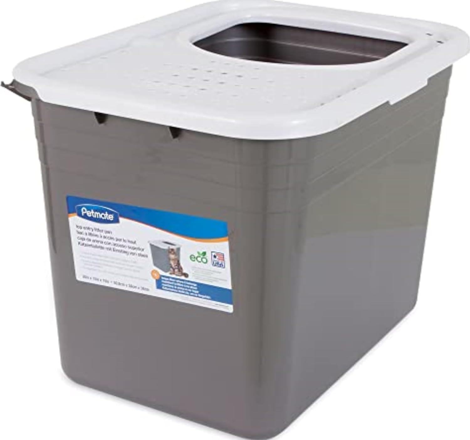 Petmate Enclosed Cat Litter Box with Hinged Lid, Wide Top Entry