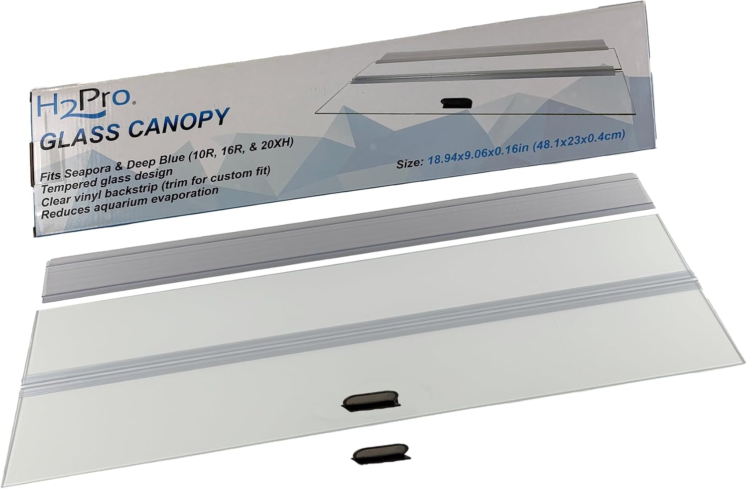 H2Pro Glass Canopy Aquarium Lid for Fresh & Saltwater Fish Tanks (S20GT for Seapora 10gal Aquariums)