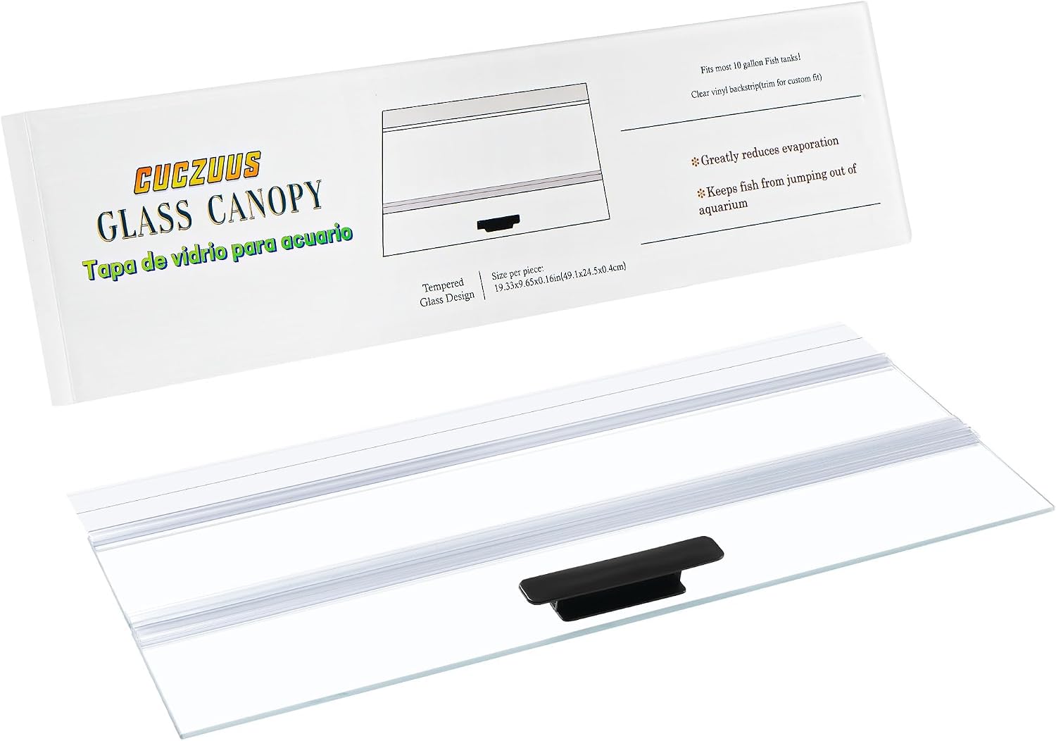 19.33×9.65in Clear Tempered Glass Canopy