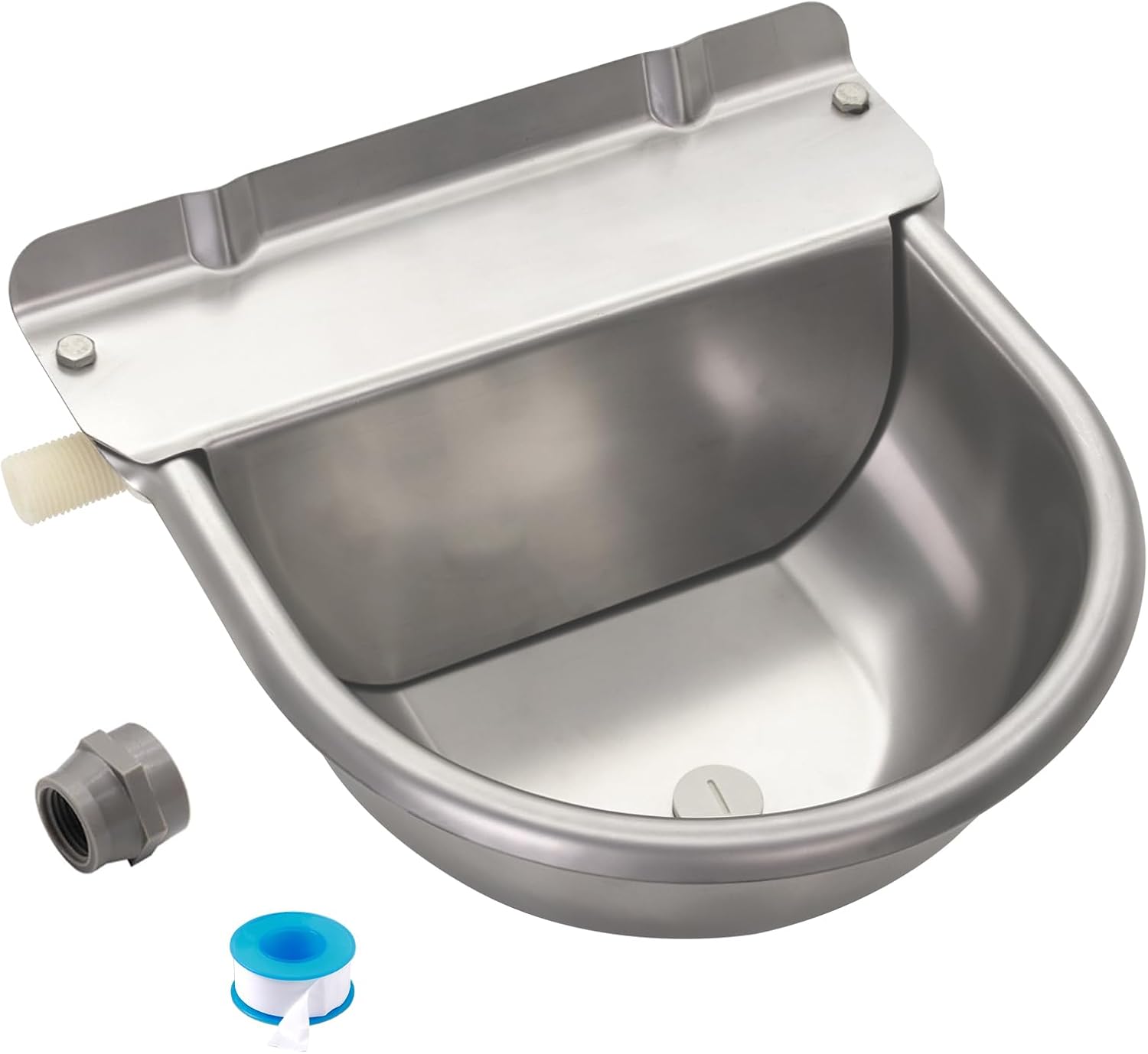 Automatic Horse Waterer Large Livestock Water Bowl 1.35Gal Stainless Steel Trough for Cattle Cow Pig Sheep Pet Dog
