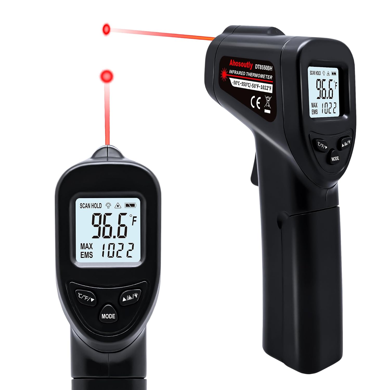 Infrared Thermometer Temperature Gun (NOT for Humans) -58℉~1022℉ (-50℃～550℃) Non-Contact Laser Instant-Read Digital Laser Infrared Ir Thermometer with Backlight(Black)