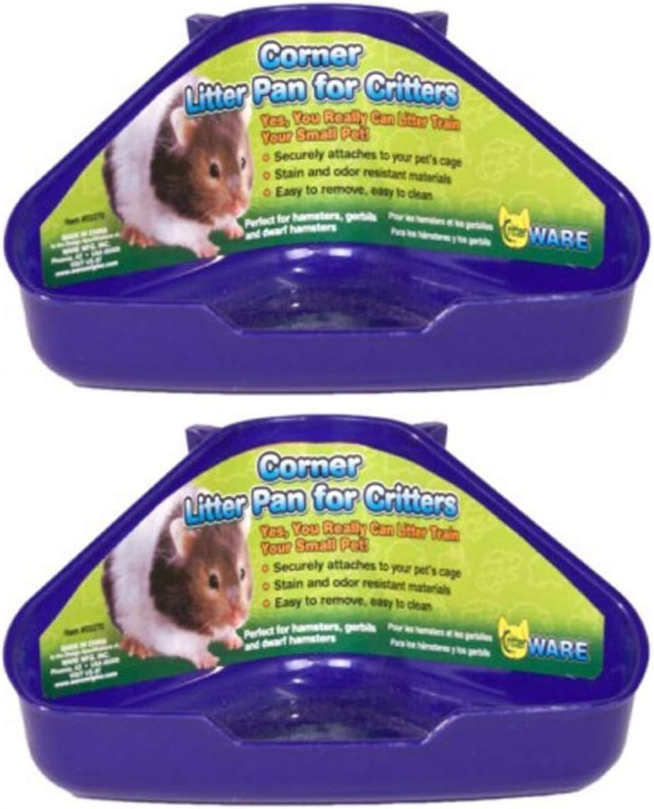 Ware 2 Pack of Corner Litter Pans for Hamsters Gerbils and Dwarf Hamsters, Assorted Colors