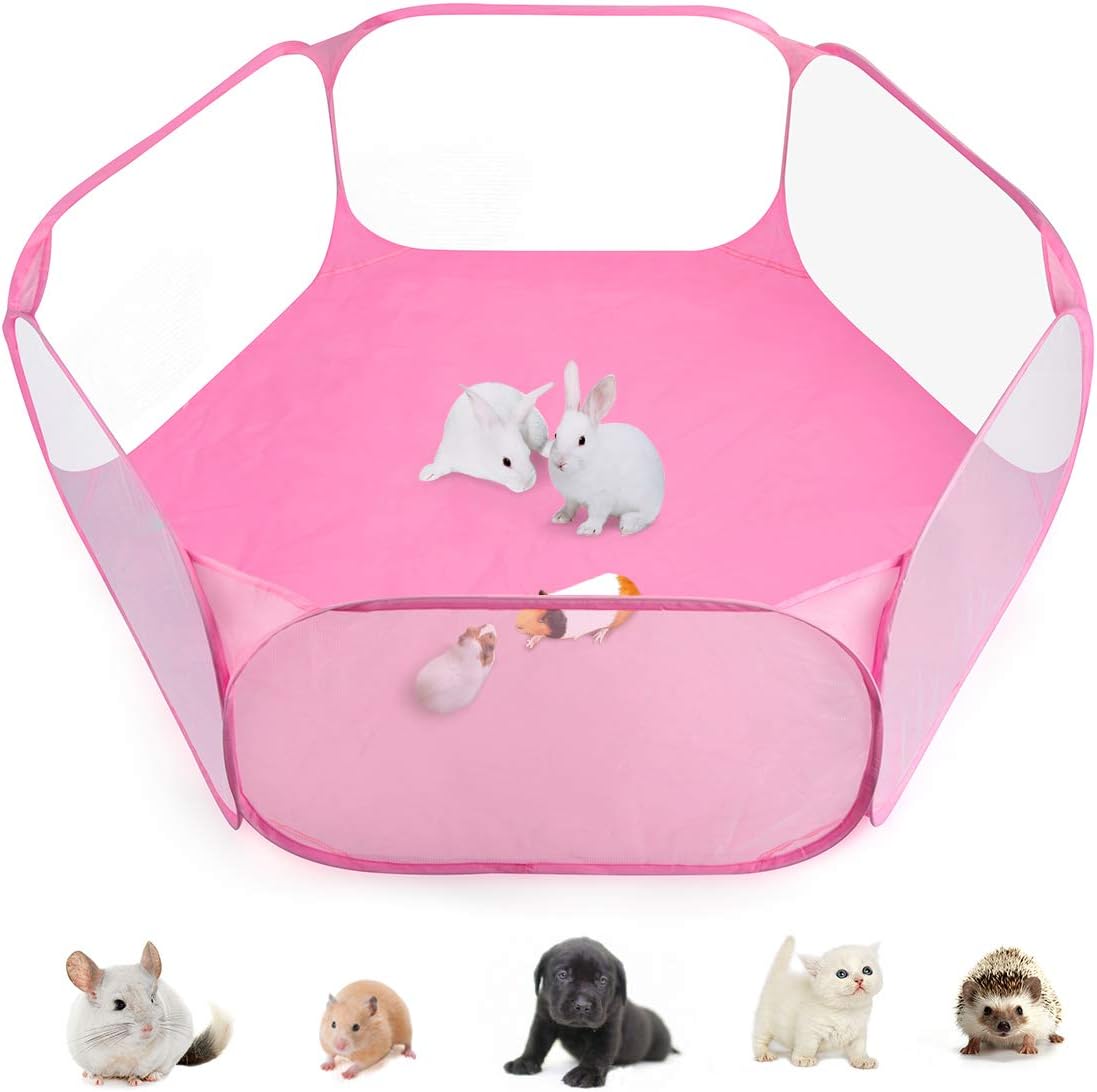 Guinea Pig Cage Rabbit Cage Indoor with Mat Playpen Perfect Size for Small Animal Pet Play Pen Easy to Clean Exercise Yard Fence Portable Tent for Hamsters, Chinchillas, Hedgehog, Puppy, Cats