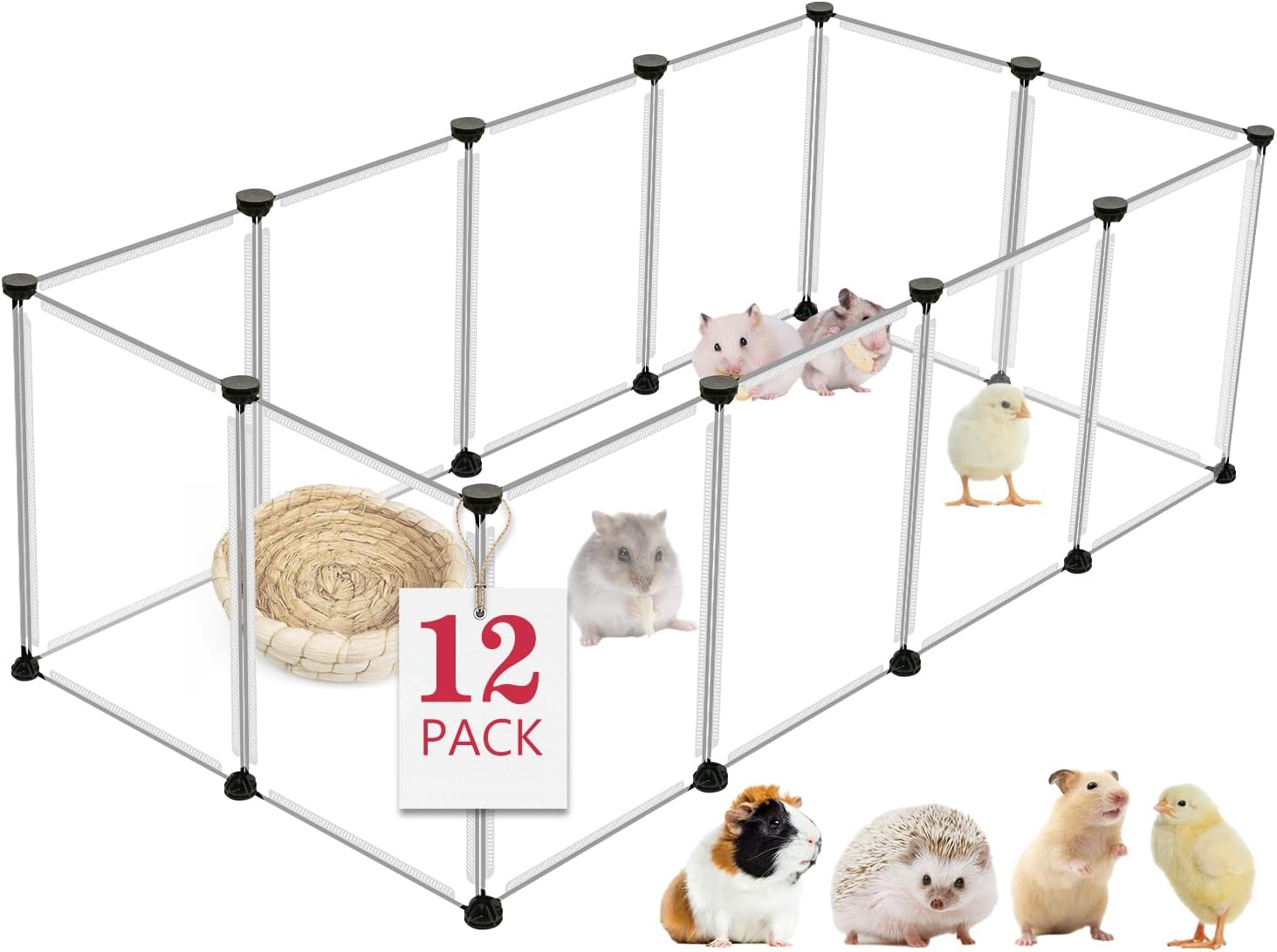 VISCOO 12 Panels Small Animals Playpen,48″x24″x16″ Portable Pet Playpen