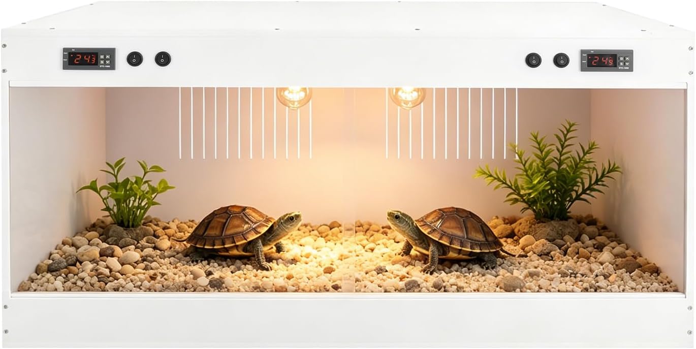 40 Gallon Bearded Dragon Tank Reptile Enclosure, 39.4 * 19.7 * 19.7in Reptile Enclosure with Dual Independent Temperature Control, Front Opening Reptile Terrarium for Professional Reptile Keeping