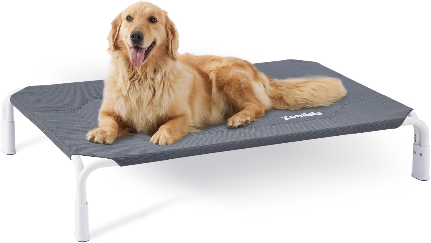 ZOMISIA Elevated Dog Cot Bed Tool-Free Assembly, Raised Outdoor Dog Bed for Large Dogs (L – 43″ L x 30″ W x 8″ H)