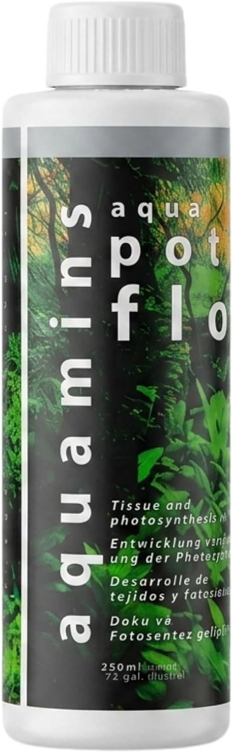 Aqua Potasflow Potassium Fertilizer for Live Aquarium Plants – 250ml / 8.45 fl oz – Premium Liquid Plant Food, Supports Photosynthesis & Vibrant Green Leaves, Safe for Shrimps
