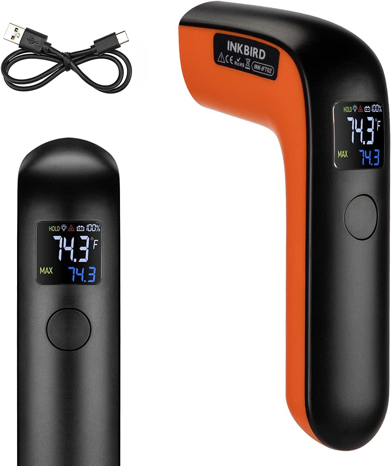 Rechargeable Infrared Thermometer Gun for Cooking, Laser Temperature Gun