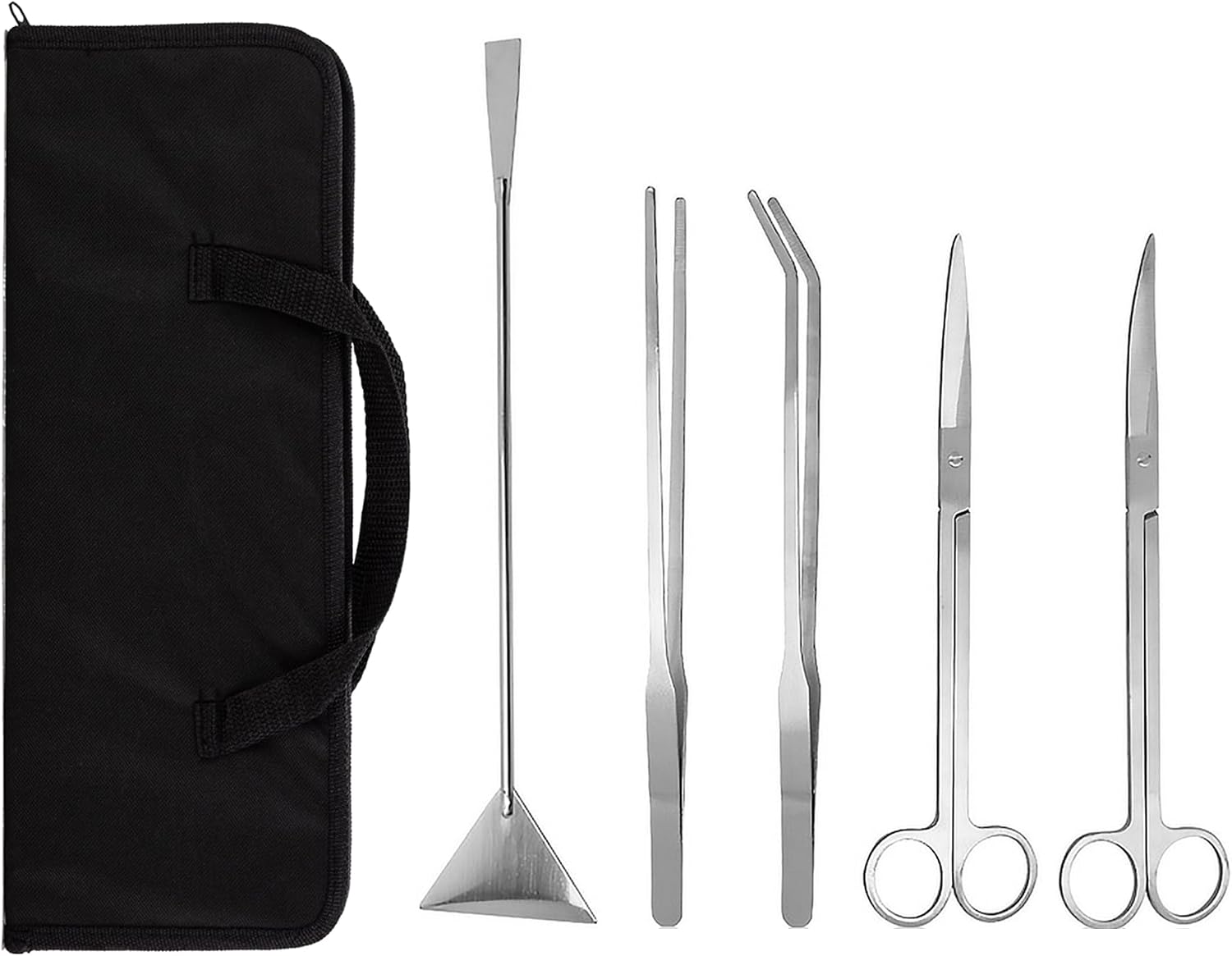 Aquascaping Tools 5 in 1 Kit Aquarium Scissors Plant Tools Curved & Straight Scissor Tweezers Spatula Stainless Steel Anti Rust Aquascape Tools for Fish Tank