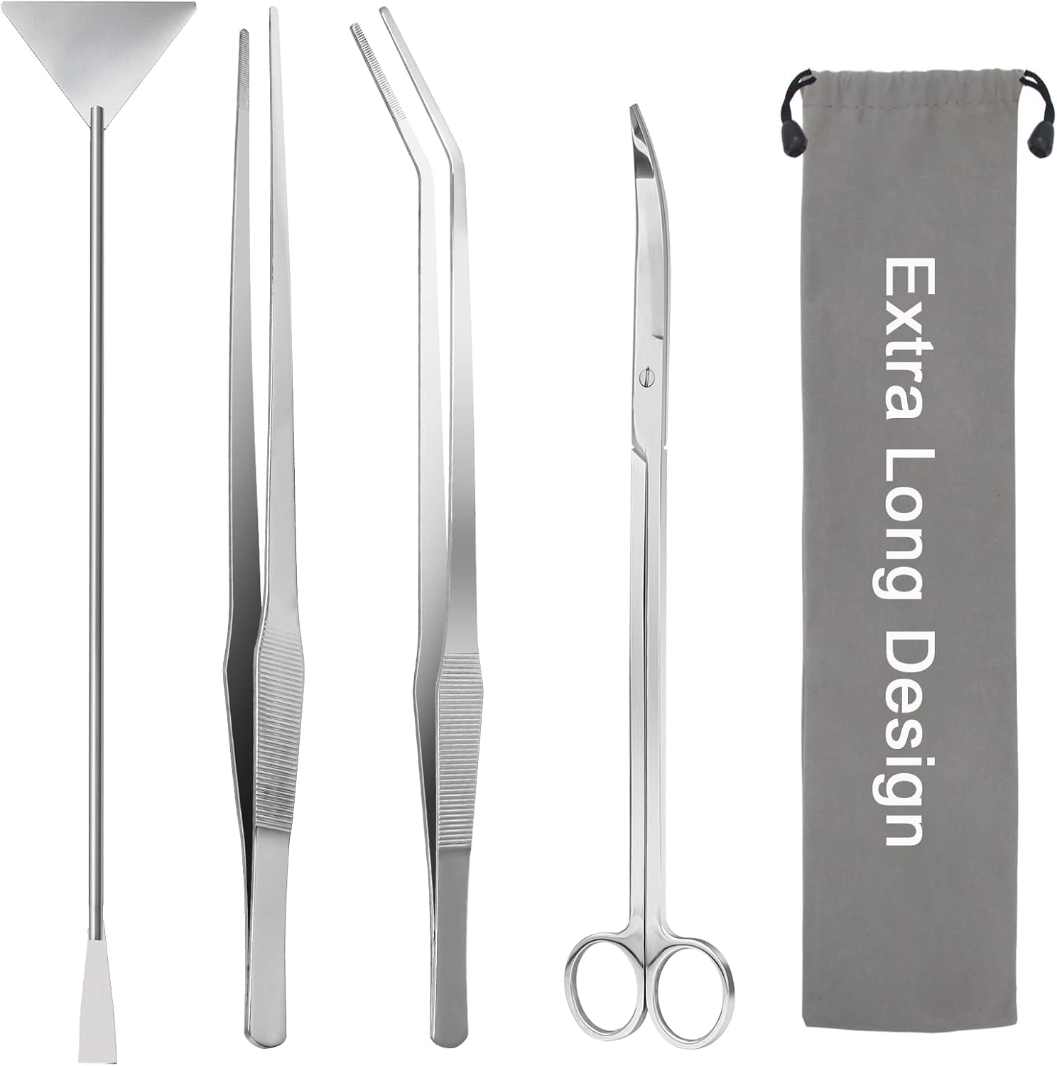 15″ Aquarium Aquascape Tools Kit 4P Stainless Steel Aquascaping Set