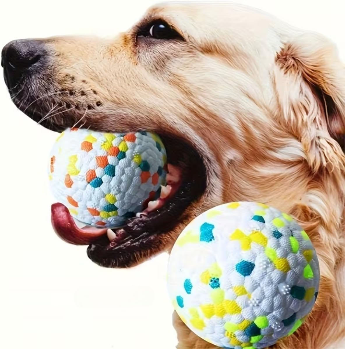 High Bouncy Dog Ball for Aggressive Chewers – 3.15″ Durable E-TPU Rubber Pet Toy Ball, Lightweight Floating Fetch Ball with 3D Particles for Medium Large Dogs Teeth Cleaning, 1 Pack
