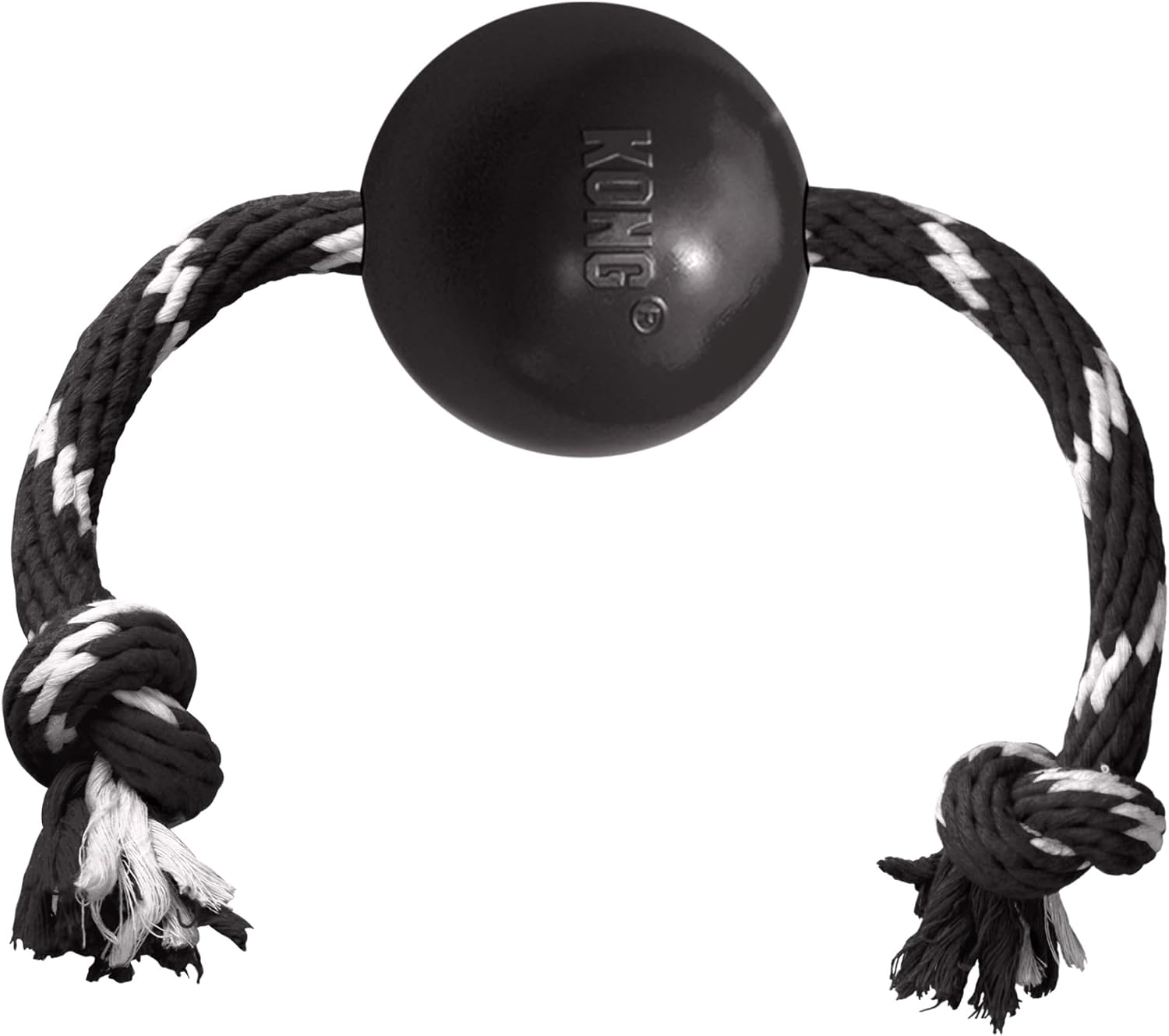 KONG Extreme Ball with Rope, Rubber Fetch Toy, Black, for Large Dogs