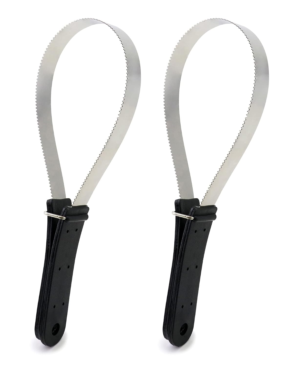 QWORK Horse Groming Shedding Blade, 2 Pcs Stainless Steel Double Sided Hair Brush Scraper with Rubber Handle, for Dogs and Horses
