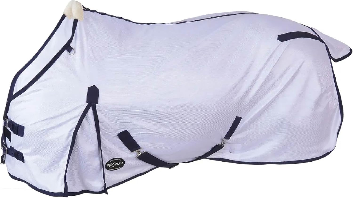 Reinsman Fly Sheet – Lightweight Breathable Ventilated Non-Slip Standard Neck Summer Mesh Sheet for Horses, White – 78″