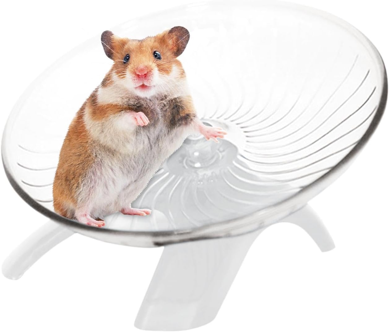 Hamster Wheel, 5.12Inch Hamster Flying Saucer Silent Running Exercise Wheel for Hamsters, Hermit Crab, Mice, Gerbil Small Cage(Color:White)