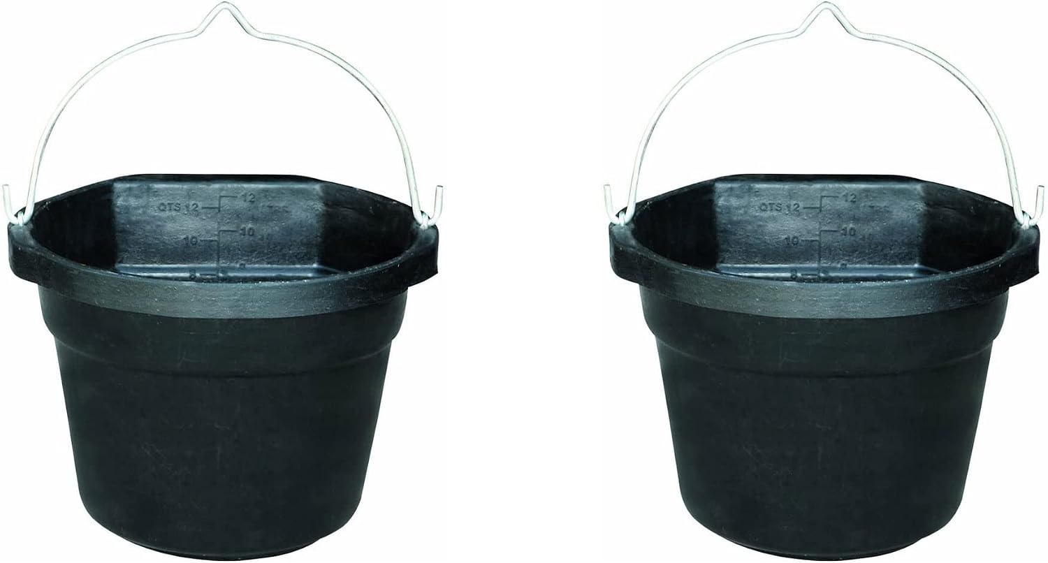 Farm Innovators Heated Flat-Back Rubber Bucket, 70 Watts, 3 Gallon, 2-Pack