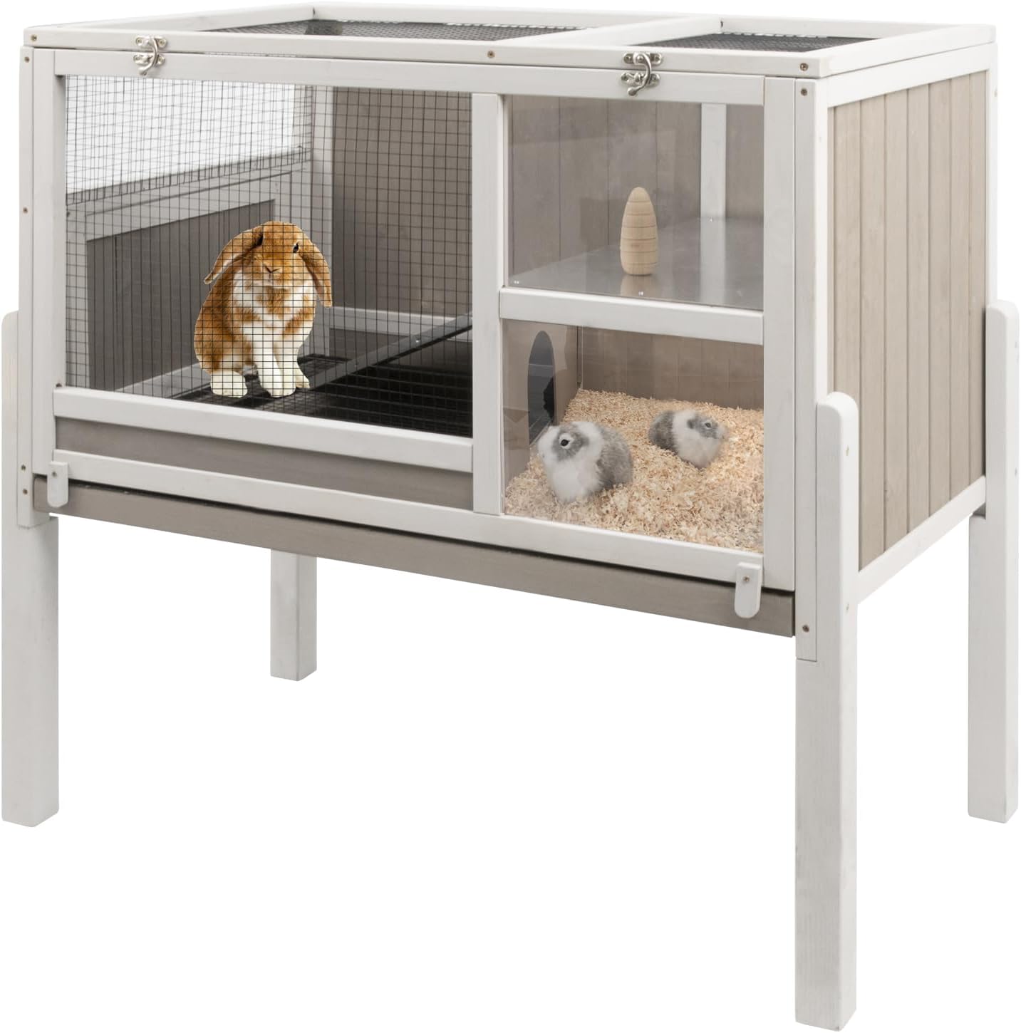 Gowoodhut Elevated Guinea Pig Cage with Detachable Legs, Wooden Habitat
