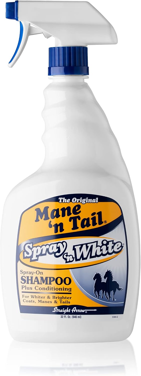 Mane ‘n Tail Spray ‘n White Shampoo & Conditioning (32 oz) – Deep Cleaning, Whitening & Brightening Formula for White, Gray & Gold Tones