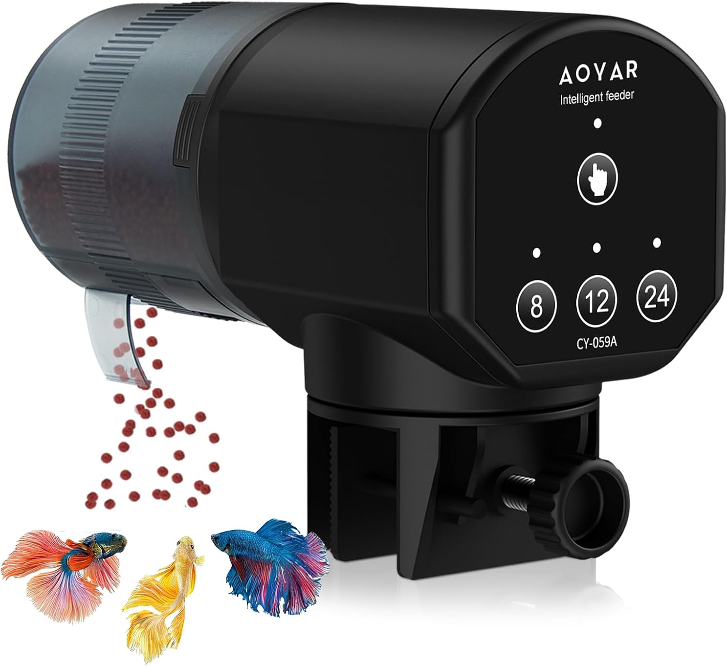 Automatic Fish Feeder Dispenser for Aquarium: 200ml Large Capacity Auto Feeders for Small Tank Turtle Betta Koi – Battery Food Feeding Timer for Flakes Pellet Vacation Weekend Day