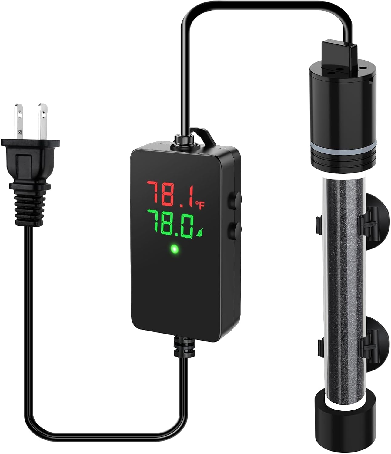 hygger 300W Aquarium Heater for 40–60 Gallon Tanks, ±0.5°C Precise Temperature Control, Dual Probe, External Controller, Overheat & Dry-Run Protection, for Freshwater & Saltwater