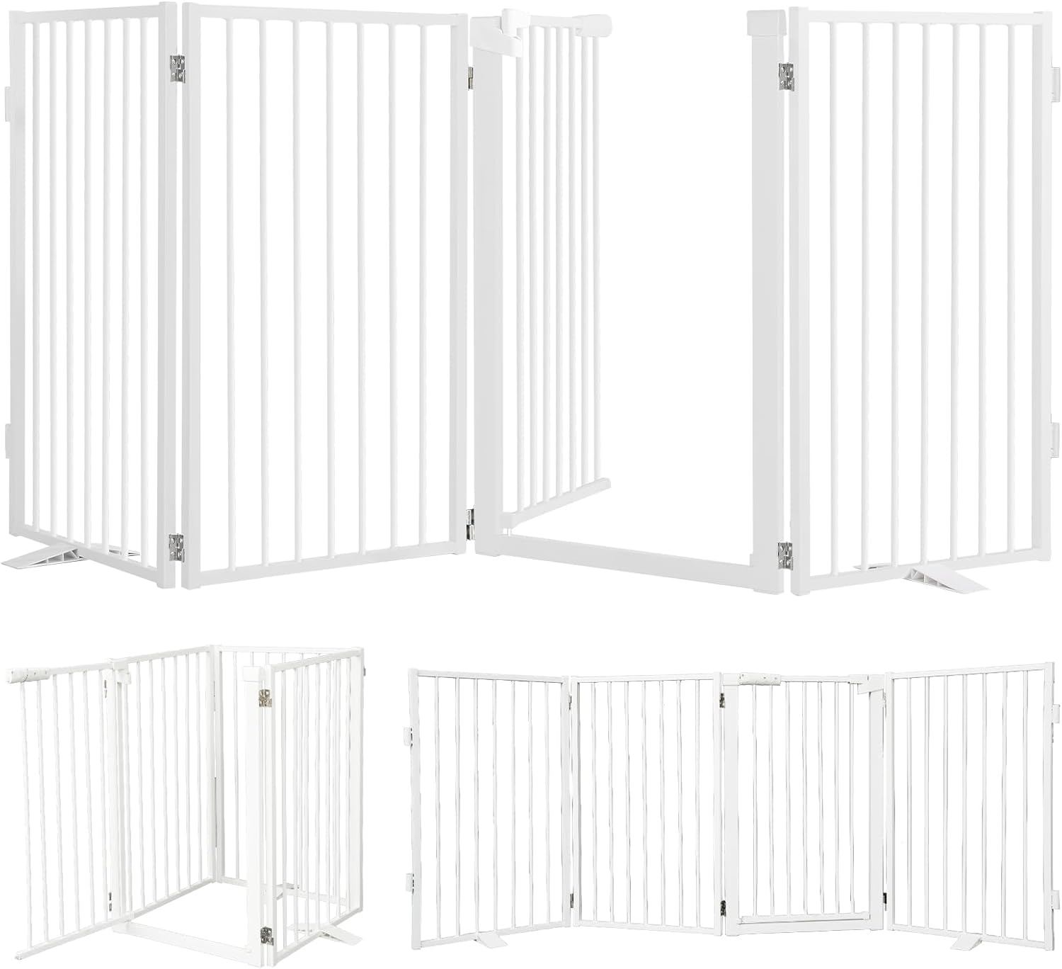 Snagle Paw Freestanding Dog Gate, 80″ W x 32″ H, 4-Panel, White
