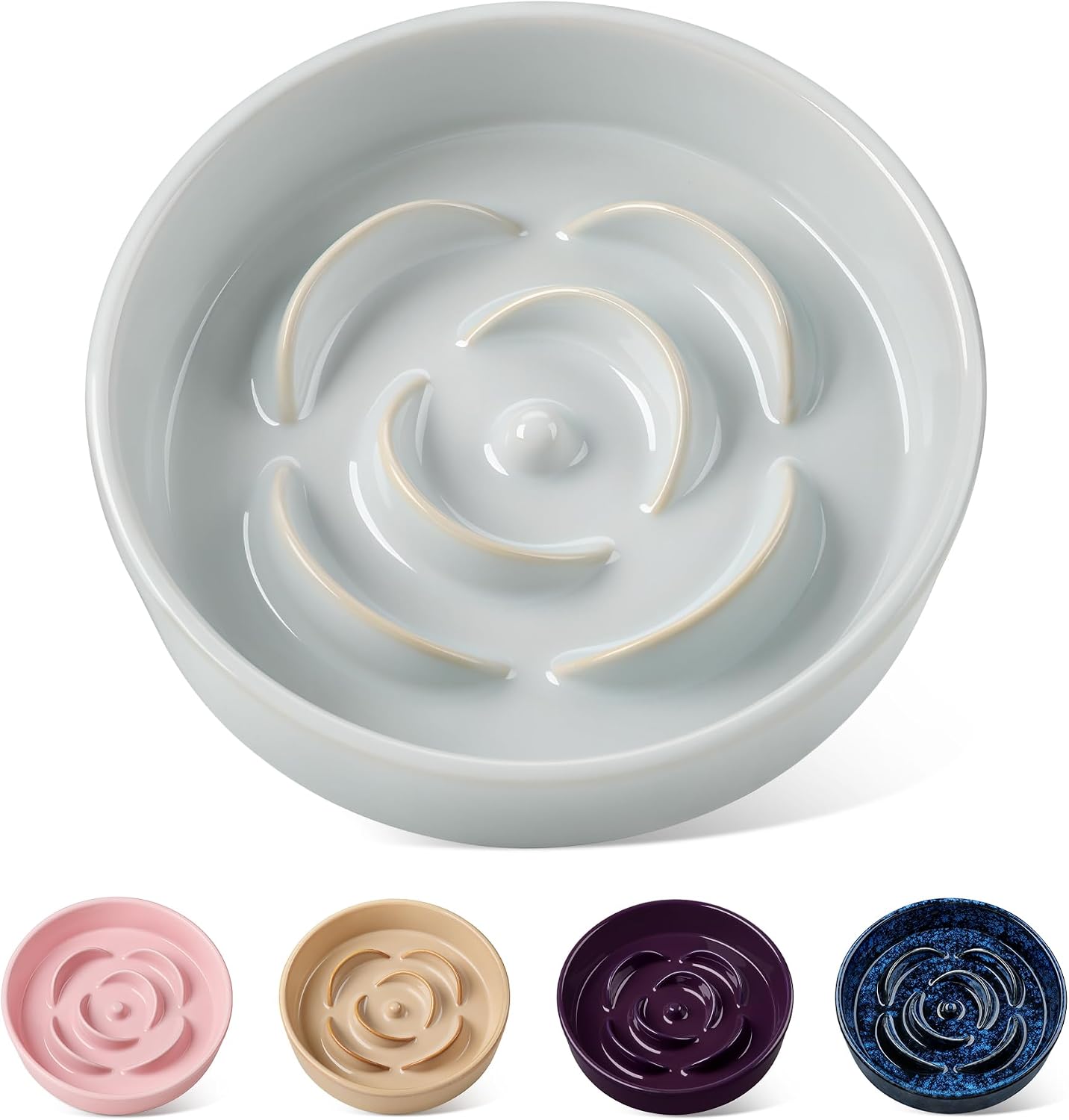 vancasso Slow Feeder Dog Bowls, 0.6 Cup Ceramic Puzzle Dish for Small Breed