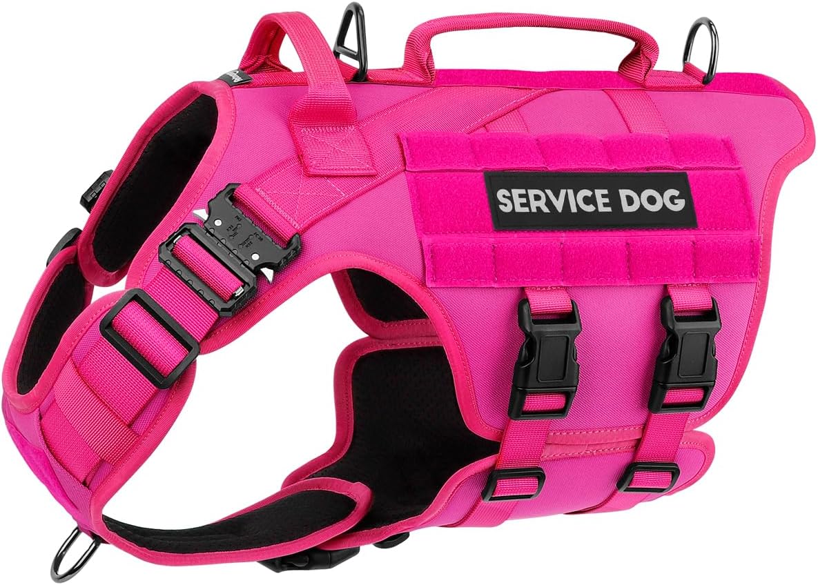 Petnanny Tactical Dog Harness Service Vest for Medium Dogs M Pink