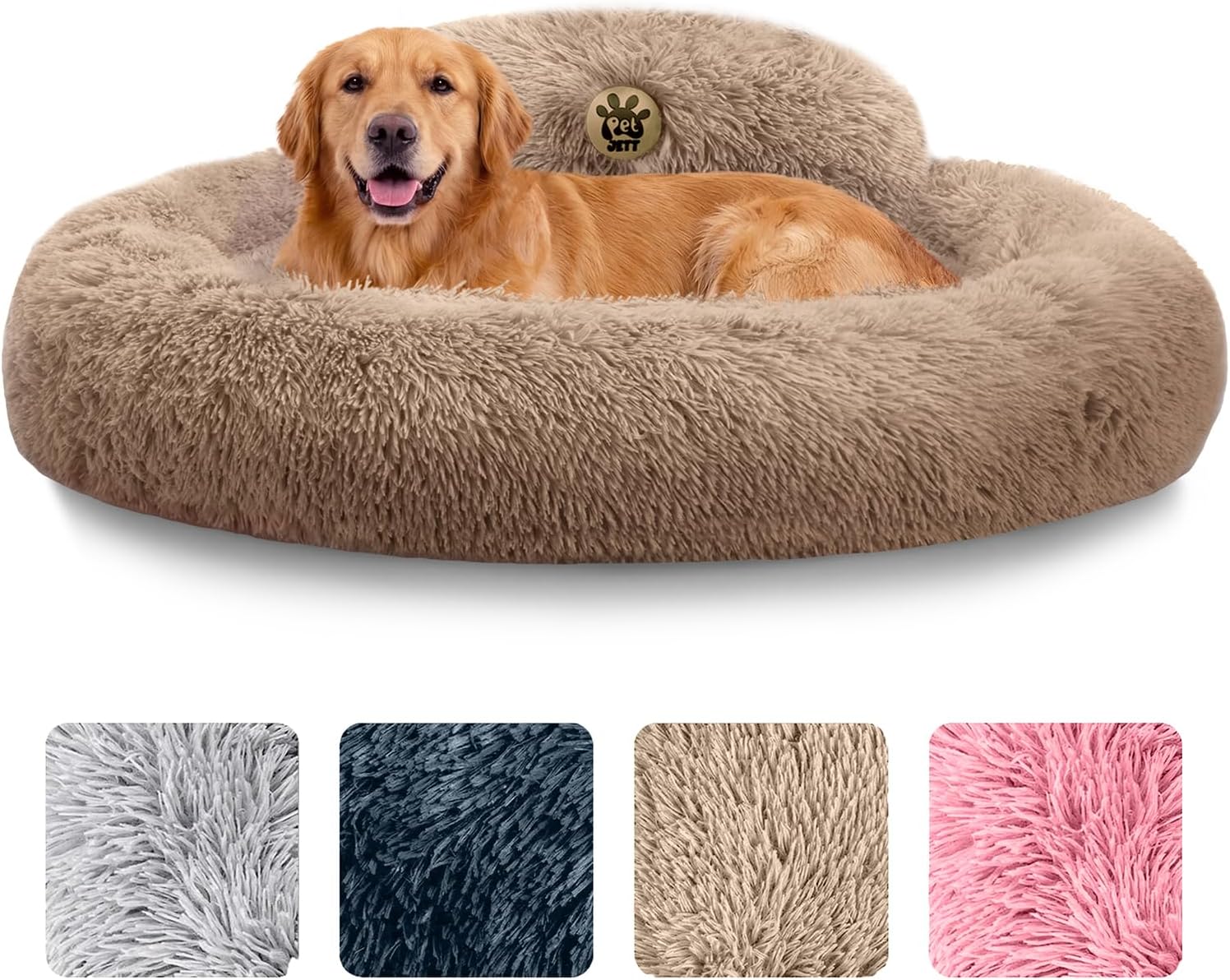 Large Dog Bed – 36” Calming Donut Dog Beds, Dog Beds Large Sized Dog,Beige