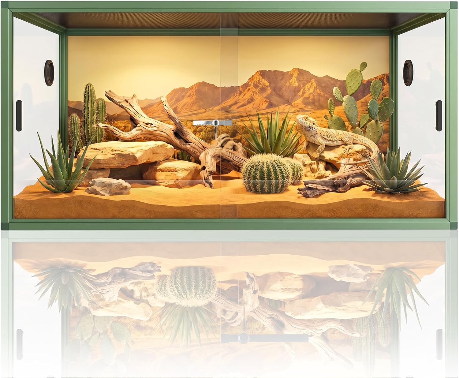 120 Gallon Reptile Enclosure 48″ x 24″ x 24″, Front Opening Reptile Enclosure with Tempered Glass Doors, Safety Lock & Screen Top Ventilation, for Bearded Dragon, Ball Python, Snake, Gecko