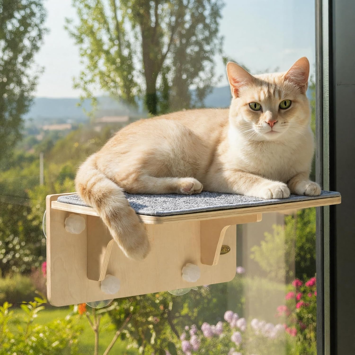 Pecute 2-in-1 Cat Window Perch & Wall Shelves, Cat Hammock Window 16″x10″