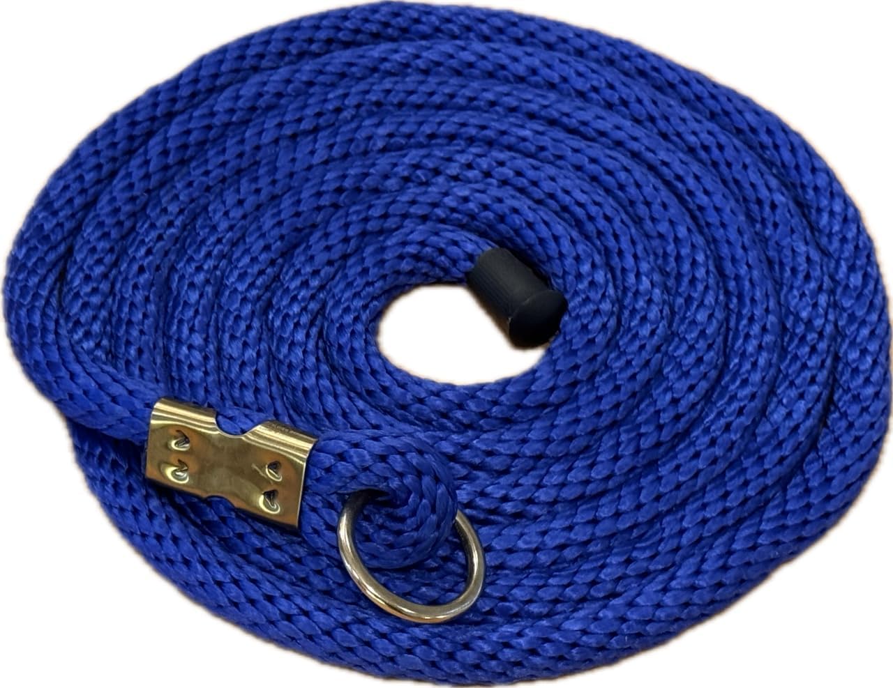 Heavy Duty Horse Lead Rope, 5/8-Inch Thick Nylon with Brass Ring – Soft Training Lead Rope for Horses with D-Ring – Heat-Sealed End for Extra Strength – Snap Link NOT Included – 10-Foot (Royal Blue)