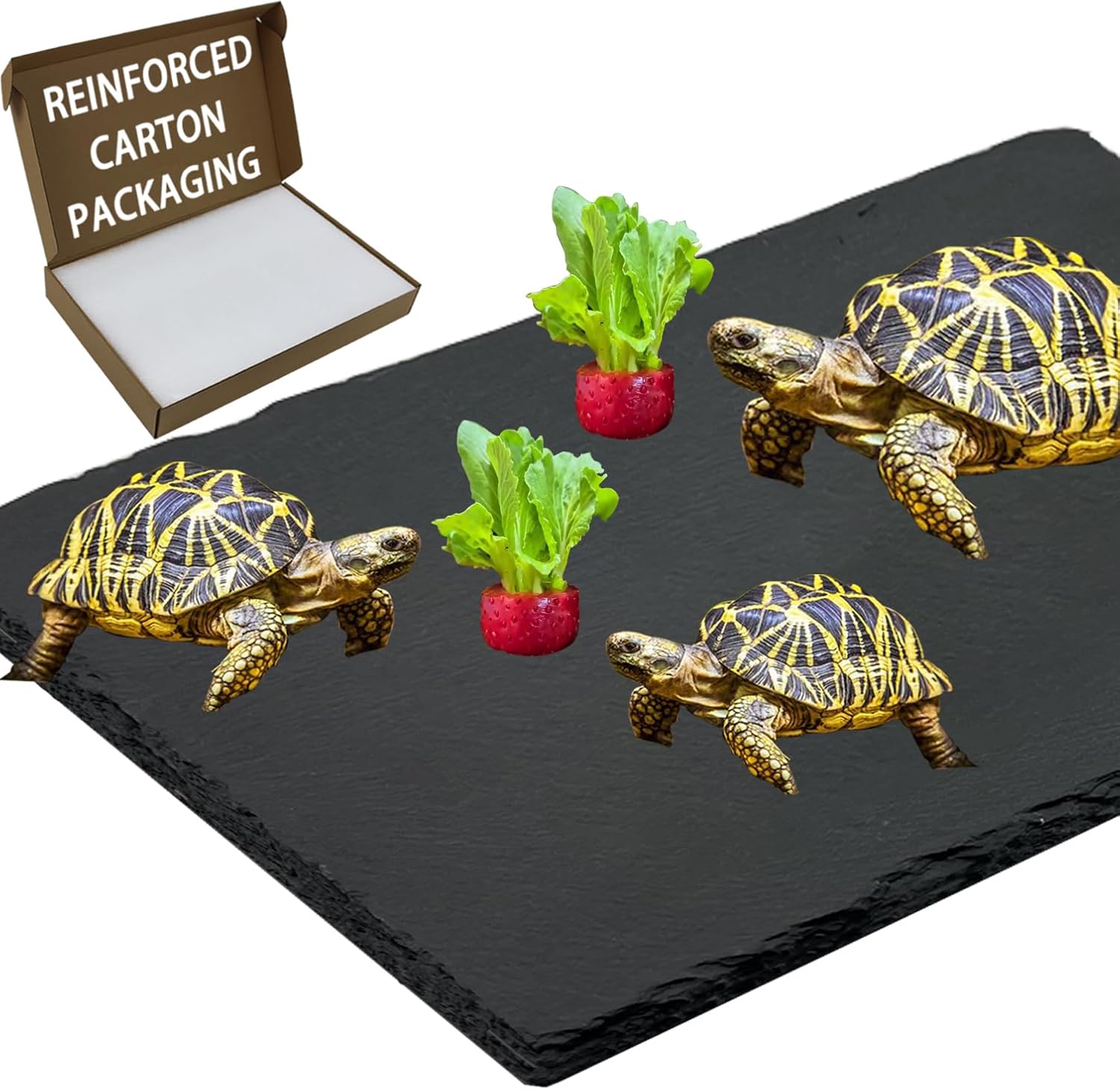 Extra Large 15.7 × 11.8″ Reptile Basking Platform, Reptile Slate, Basking Rock, Slate Tiles Rocks for Reptiles,Terrarium Bowls for Bearded Dragon Tortoise Turtle Ball Python Snake Lizard Gecko