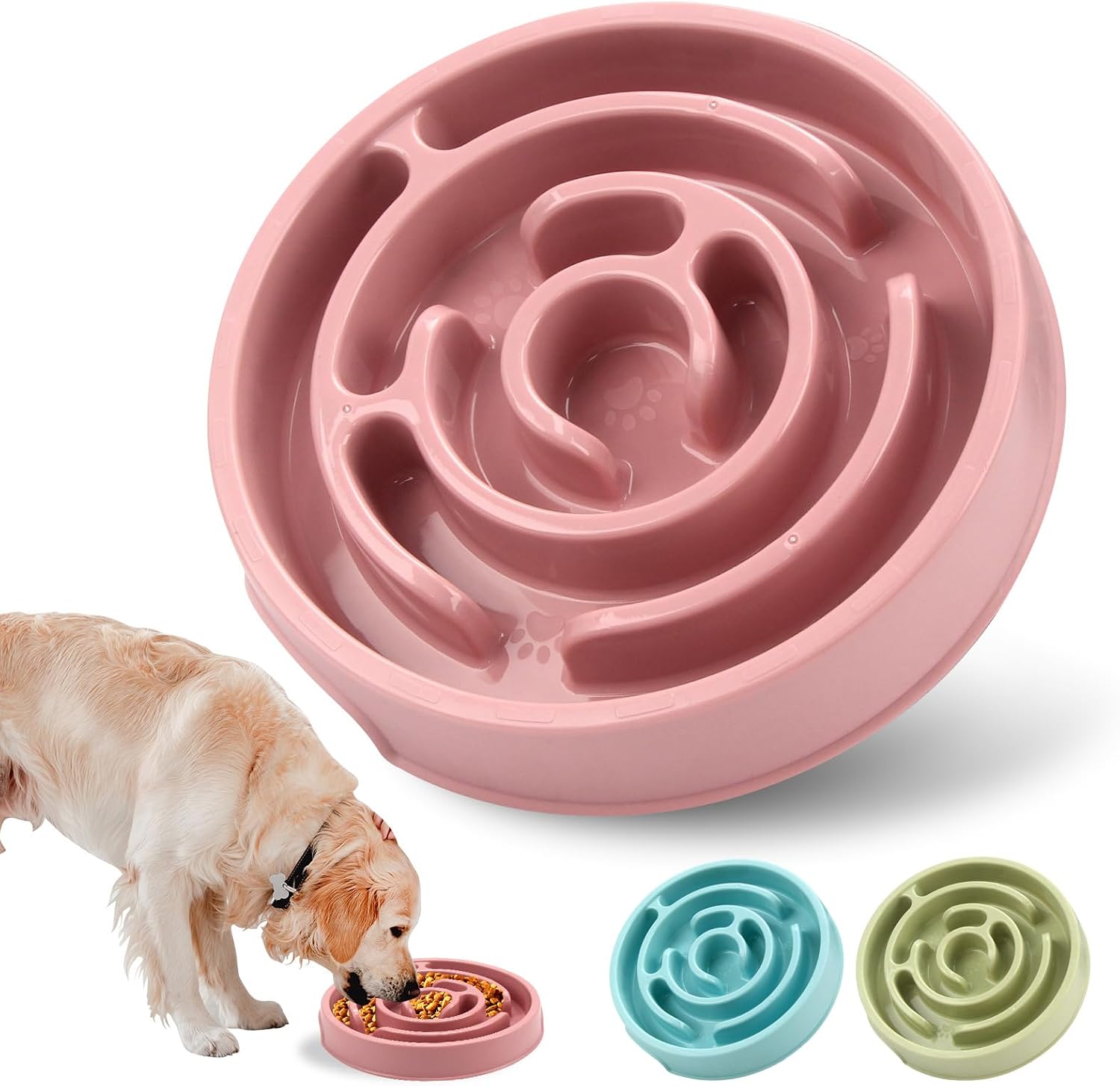 Slow Feeder Dog Bowls, Puzzle Dog Bowl with Anti-Slip, Slow Feeder & Non-Slip Design, Boredom and Anxiety Reducer, Suitable for All Breed Dogs and Cat