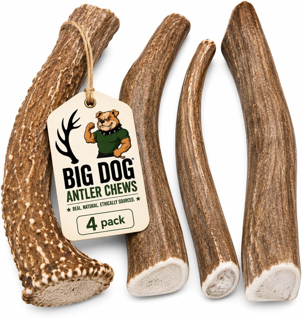 Premium Deer Antler Pieces – Dog Chews – Antlers by the Pound, One Pound – Six Inches or Longer – Medium, Large and XL – Happy Dog Guarantee!