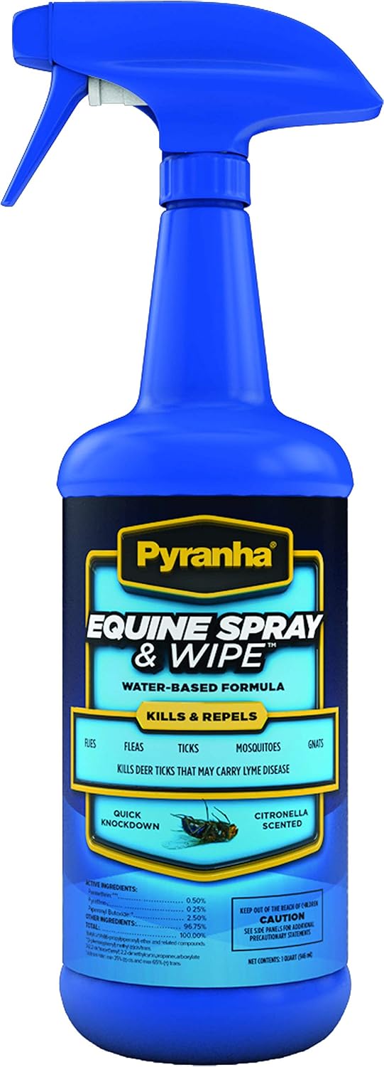 PYRANHA 001EQSPRAY 068028 Equine Spray & Wipe Insect Repellent, 1 Quart